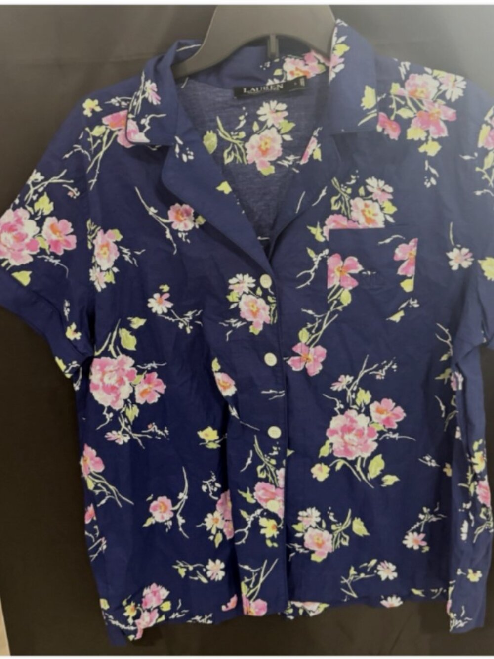 Lauren Ralph Lauren Women's Sleeping Pajama Top Multicolor Size L 5887